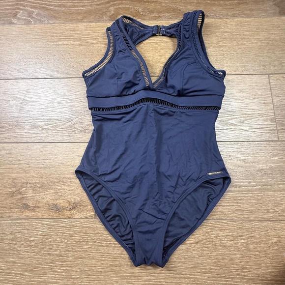 Michael Kors Women's Cruise One Piece Navy Blue Swimsuit, Size 10, Summer, Beach - Picture 3 of 15